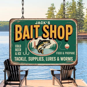 Custom Bait Shop Sign, Personalized Fishing Lodge Decor, Gift for dad, Fishing Shop Sign, Rustic Fishing Sign, Fishing Lodge, Fishing cabin