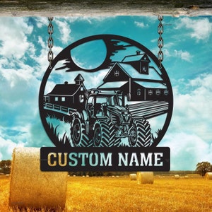 Custom Farm Metal Sign, Farm Tractor Sign, Tractor Art Personalized Farmhouse Sign, Metal Farmhouse Decor,Ranch Sign, Barn Decor,Farmer Gift