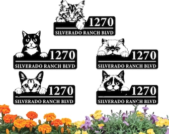 Custom Pet Address Metal Sign, Personalized House Number Sign, Address Plaque with 10 Styles, Up to 100 Breeds