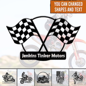 Custom Racing Garage Sign, Custom Racing Garage Sign, Personalized Motorcycle Shop Sign,Garage name sign,Dirtbike wall, Racer gift,Home sign