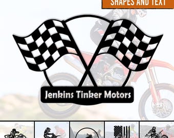 Letrero de garaje de carreras personalizado, letrero de taller de carreras personalizado, letrero de taller de motos personalizado, letrero de nombre de garaje, letrero de pared de motocross, regalo de corredor, letrero para el hogar
