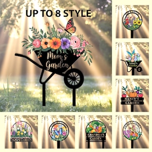 Personalized Colorful Floral & Veggie Yard Stake, Gift for mom, Garden Name Sign,Custom Family Garden Sign,Flower garden sign,Family garden