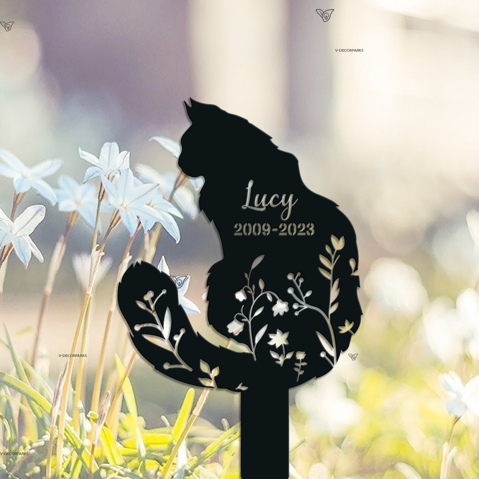 Fluffy Cat Memoial Stake Pesonalized, Cat Gave Makes