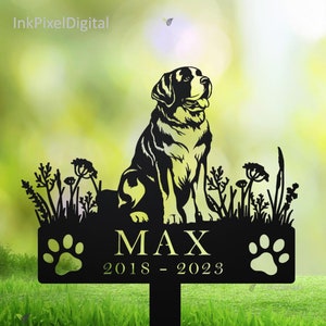 Personalized St. Bernard Dog Memorial Stake, Dog Loss,Sympathy Sign,Pet Grave Marker,Remembrance Stake,St. Bernard Dog Memorial Sign