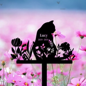 Personalized Cat Memorial Stake, Cat Grave Markers, Garden Sign, Remembrance Stake, Garden Decor, Pet Cemetery Stake Cat Loss Gift