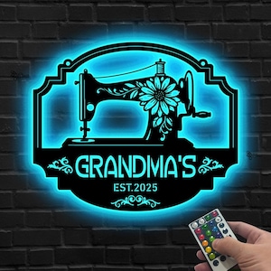 Custom Sewing LED Sign, Personalized Sewing Room Wall Light, Grandma’s Tailor Shop Decor,Quilting & Sewing Room Sign,Sewing Machine LED Sign