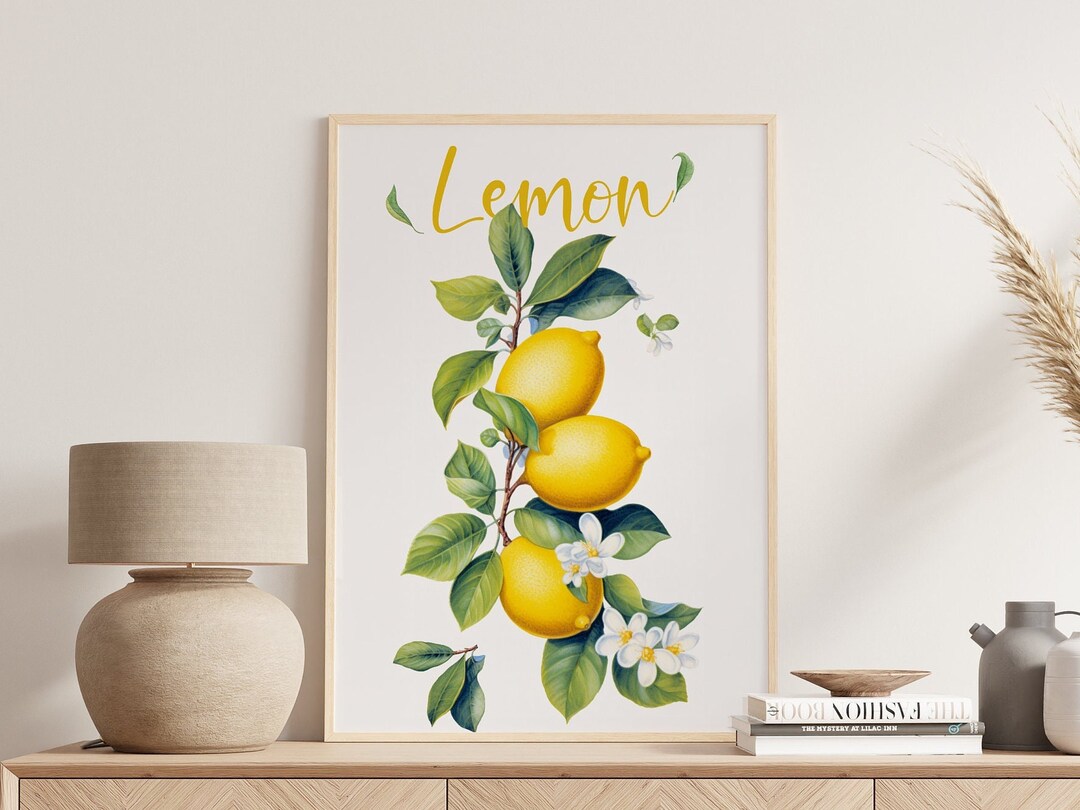 Lemon Wall Decor Lemon Print Printable Kitchen Wall Art Etsy