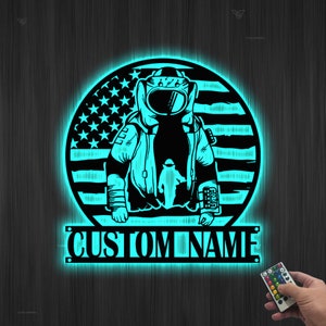 Personalized Bomb Squad Name Wall Decor Bomb Disposal Metal Sign LED Light,Custom US Bomb Disposal Metal Wall Art  Home Decor Gift for dad
