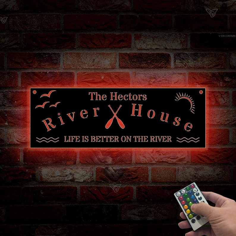 Led Rivers Signs Personalized LED River House Sign, Lakehouse Decor - Etsy