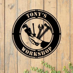 Custom Workshop Metal Sign LED Light,Garage Sign,Garage Wall Decor,Personalized Papas Workshop Sign,Repair Tool Metal Wall Art,Mechanic Gift