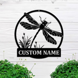 Custom Dragonfly Monogram Metal Sign, Dragonfly Metal Sign, Dragonfly Wall Hanging For Decoration, Dragonfly Metal Wall Decor, Garden Sign