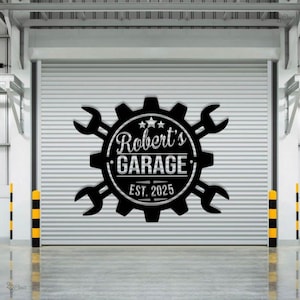 Personalized Workshop Name Metal Sign, Papas Garage Wrench Decor, Father&#39;s Day Gift Idea, Custom Tools Metal Signs, Sign for Dad&#39;s Space
