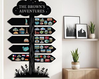 Custom Travel Magnet Board, Adventure Tree Wall Display for Vacation Memories