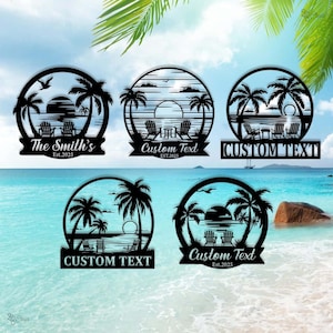 Custom Palm Tree Metal Sign Palm Tree Sign Palm Tree Metal Wall Decor Beach House Decor Beach House Sign Coastal Sign Patio Decor Dad Gift
