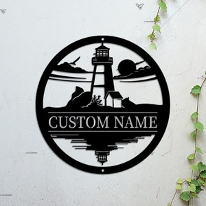 Lighthouse Metal Art,Personalized Lighthouse Metal Sign,Lighthouse Wall Decor,Lighthouse Name Sign,Outdoor decor,Lighthouse Wall Art