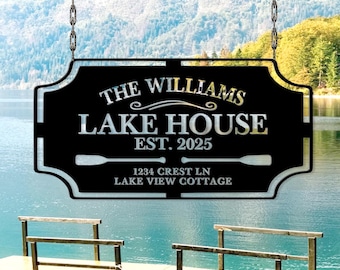 Custom Lake House Sign, Personalized Metal Cottage Sign, Gift for family, Family Name Lake House Sign,Lake House Established Sign,Home decor