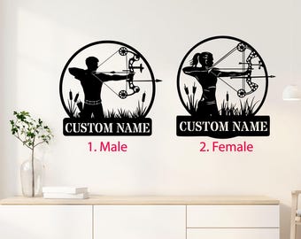 Custom Archery Sign with Name, Male or Female Gift, Bow Hunter Wall Decor, Gift for Archer, Bow and Arrow Sign, Hunter Gift, Archery decor
