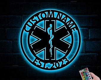 Personalized EMT Metal Name Sign, Paramedic Sign,EMS Paramedic Custom Medical Symbol , Gift For Medic, Birthday Gifts Medical Field Gift