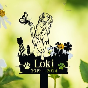 Custom Golden Retriever Garden Stakes, Metal Yard Art, Dog Sympathy Gift, Custom Dog Memorial Stake, Dog Grave Marker Pet Loss Gift,Dog Loss