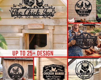 Personalized Chicken Coop Sign, Custom Metal Farm Sign for Backyard Chicken House Decor