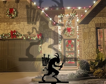 Christmas Krampus Scene Silhouette, Metal Yard Stake, Outdoor Holiday Decor, Christmas decor, Yard art,Garden Decor, Xmas Gift Merry Krampus