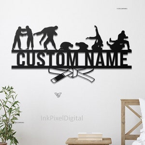 Jiu Jitsu Art Personalized Brazilian Jiu Jitsu Metal Wall Art, Brazilian Jiu Jitsu Lover Gift,Jiu Jitsu Name Sign,Martial Arts,Dojo Decor