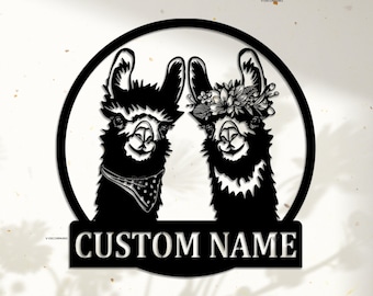 Custom Alpaca Metal Wall Art Alpaca Art Personalized Llama Farm Name Sign Home Decor Camel Art Camel Barn Decoration Birthday Gift Farm Sign