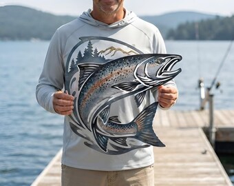 Trout Fish Metal Wall Art, Mountain Lake Fishing Decor, Rustic Cabin Lodge Gift For Fisherman