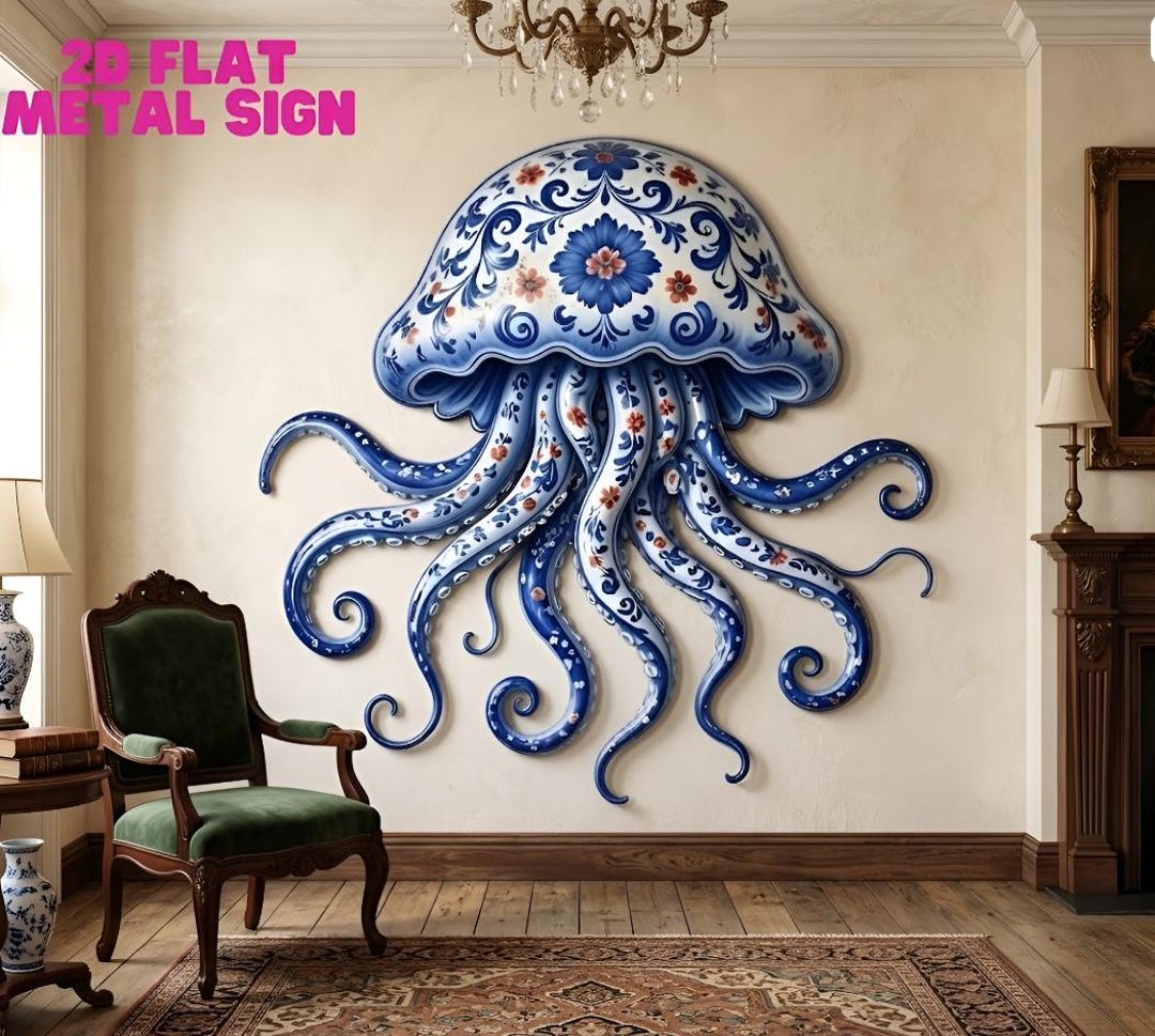 Jellyfish Metal Wall Art Coastal Decor, Nautical Ocean Wall Hanging ...
