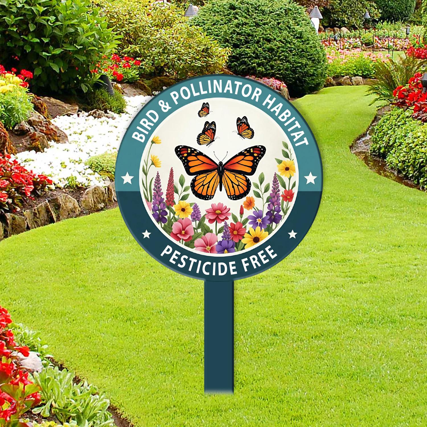 Bird & Pollinator Habitat Sign, Gift for Mom, Bird Friendly Sign,yard ...