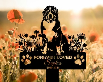 Custom Dog Memorial Stake, Bernese Mountain Memorial Stake Dog Name Sign Sympathy Sign, Pet Grave Marker, Remembrance Stake, Pet Memorial