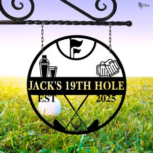 Custom Golf 19th Hole Sign, Golf Bar Metal, Dad Gift, Golf Lover Backyard Decor, Golf Lover Gift, Backyard Decor, Golfer gift, Man cave sign
