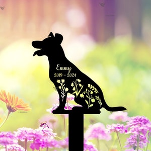Custom Dog Memorial Stake Dog Name Sign,Russell Terrier Loss,Sympathy Gift, Rusty Metal Stake, Pet Grave Markers,Russell Terrier Lover