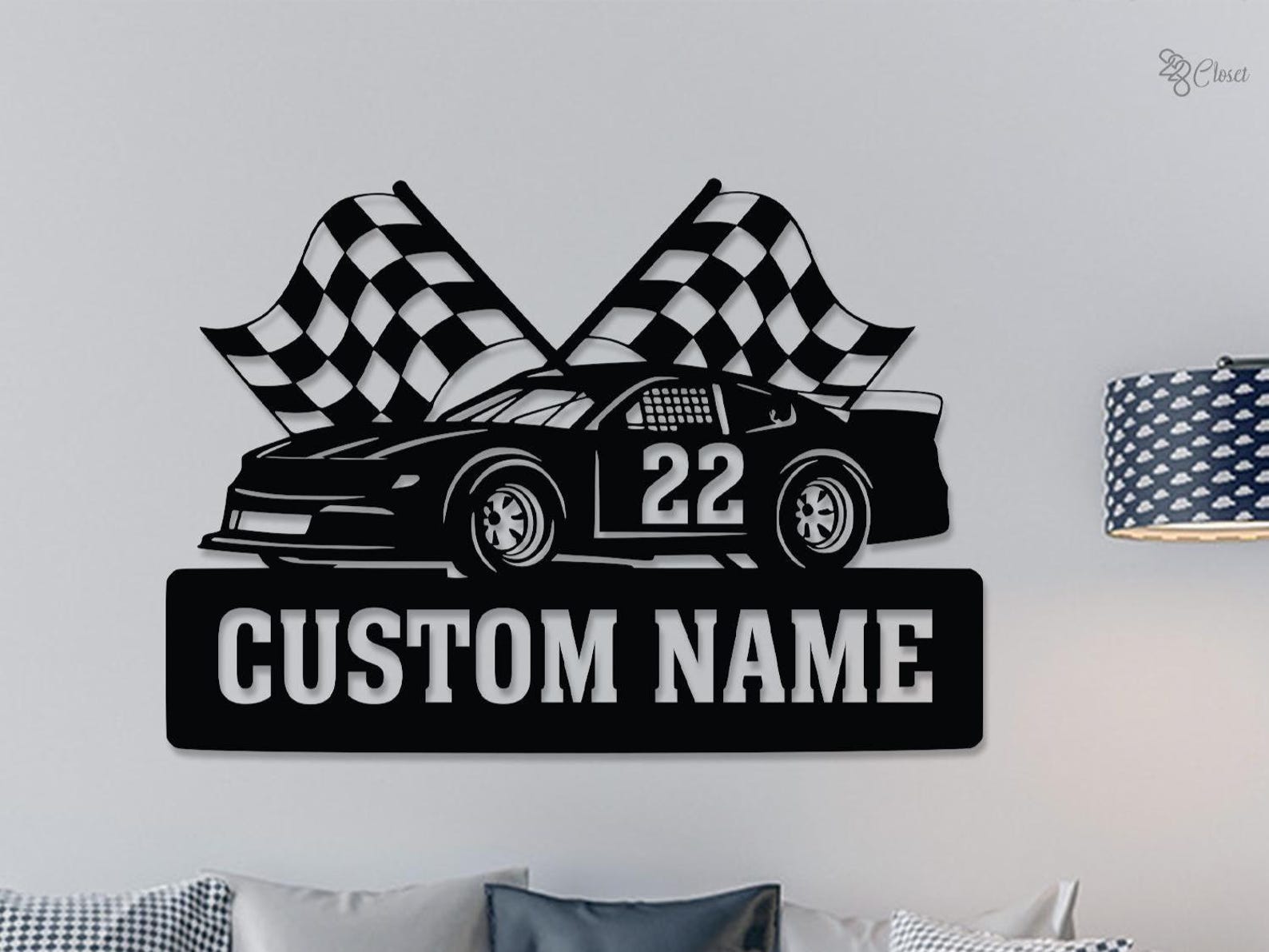 Custom Checkered Flag Racing Metal Sign, Race Car Sign, Dirt Track ...