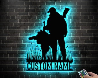 Custom Turkey Hunting Metal Wall Art LED Light Personalized Hunter Name Sign Home Decor Cabin Decoration Housewarming Gift Birthday Gift