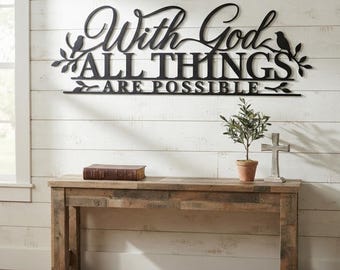 Religiöses Metallwandschild, mit Gott-Zitat-Dekor, christliches Housewarminggeschenk für Eingangsbereich