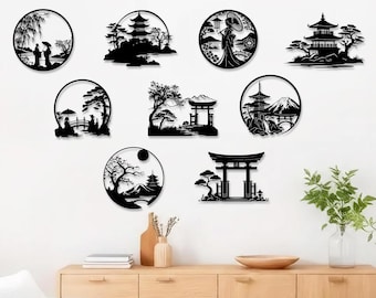 Japanese Pagoda Sign, Japanese Metal Wall Art, Japanese Home Decor, Up to 20 Styles
