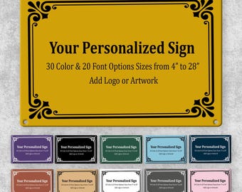 Benutzerdefinierte Metallschild mit Text Logo, personalisiertes Schild, mehrere Farben Outdoor Aluminium Machen Sie Ihr eigenes Schild Custom Metal Plaque Sign Business