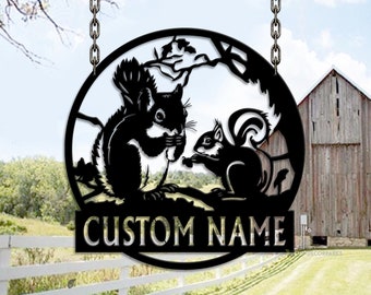Personalized Squirrel Metal Wall Decor,Squirrel sign,Custom Squirrel Metal Wall Art,Squirrel Lover gift,Squirrel Art,Garden Decor,Dad Gifts