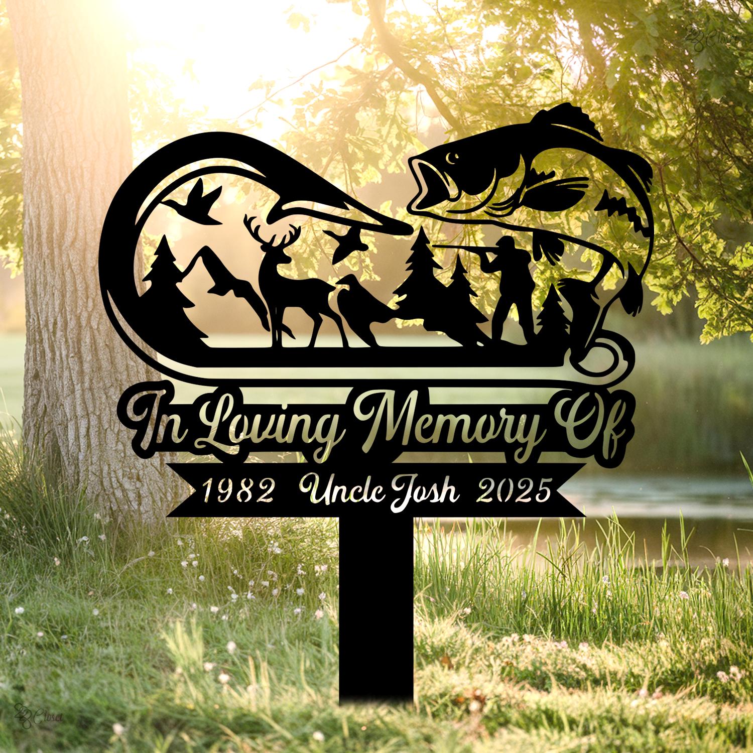 Mwmory Sign Personalized in Loving Memory Yard Stake, Custom Hunting Memorial Sign ...