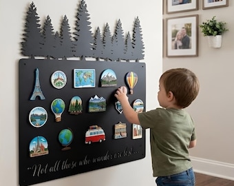 Forest Magnet Board for Travel Magnets, Adventure Souvenir Display Wall Decor