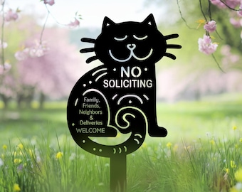 Süßes Katze nicht anwerben Metallschild, süßes Yard Dekor für Zuhause, Geschenk für Zuhause, Katze nicht anwerben Willkommen Familie, Katzengartenschild