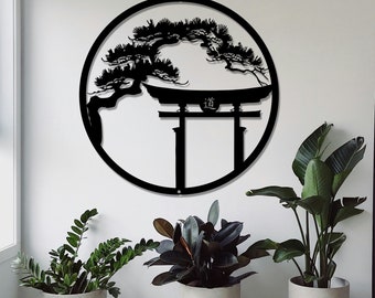 Japanese Metal Art,Tori Gate Art Bonsai Tree Metal Wall Art Japanese Inspired Metal Art Bonsai Tree Gift Tori Gate Metal Sign Tori Gate Art