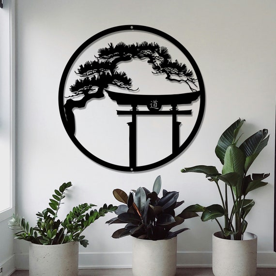 Japanese Metal Art,Tori Gate Art Bonsai Tree Metal Wall Art Japanese Inspired Metal Art Bonsai Tree Gift Tori Gate Metal Sign Tori Gate Art
