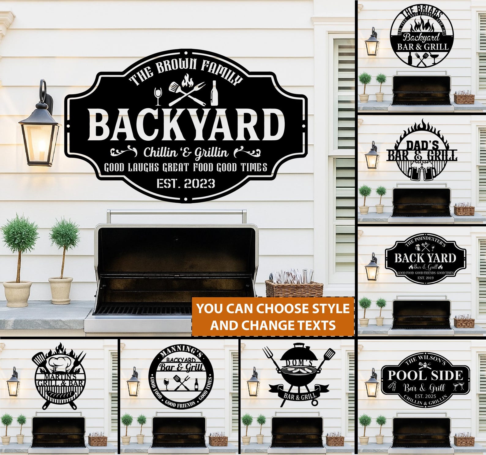 Custom Backyard Bar Grill Sign, Outdoor Metal BBQ Sign,Family Gift, Personalized Backyard Bar Sign, Metal Grill Sign for Patio,Grilling gift