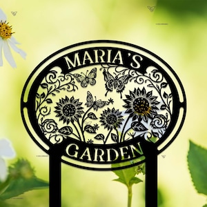 Custom Sunflower Sign with Stake, Personalized Garden Sign, Gift for Mom/ Grandma, Gardener Gift, Garden Decor, Custom Garden Name Sign