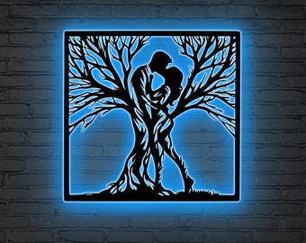 Metal Tree of Life Wall Art LED Light, Tree of Life Wall Decor, Wedding Gift, Nature Lover Gift, Anniversary Gift for couple, Wedding Decor