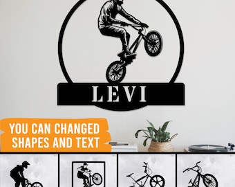 Custom BMX Bike Rider Sign, BMX Biker Custom Name, Decor for Boys Room, BMX Cycling Wall Art, Gift for Cyclist, Bmx lover gift, Home Decor