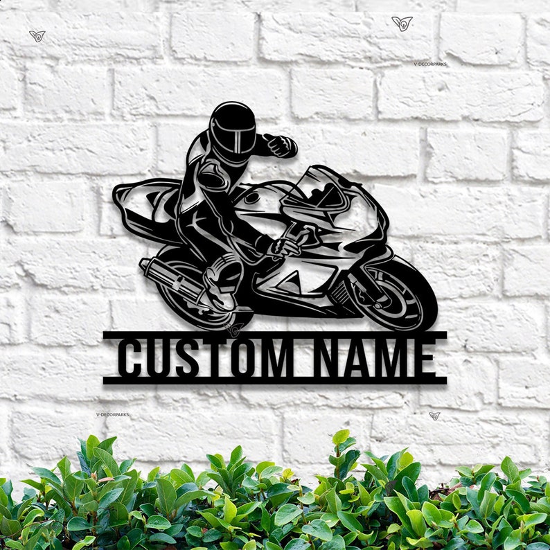 Personalized Motorcycle Racing Metal Sign Custom Biker Name Sign ...