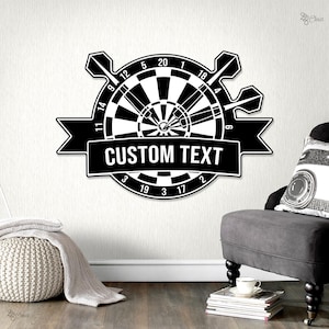 Custom Dartboard Sign, Personalized Darts Wall Sign, Game Room Decor, Dart Player Gift, Gift for dad, Bar Pub Dart Player Gift, Home Gift